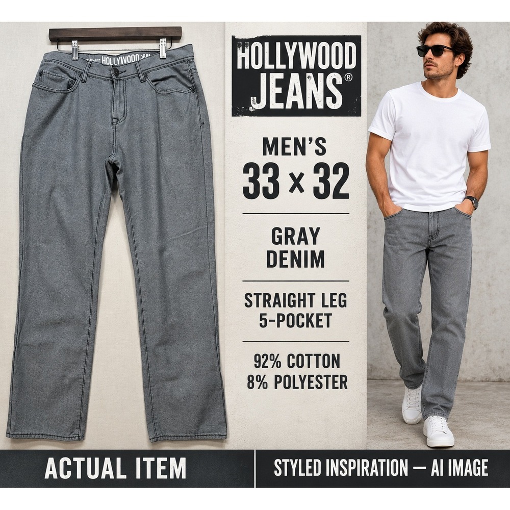 Hollywood Jeans Men's Slim Straight Gray Textured Knit‎ Pants 33x32